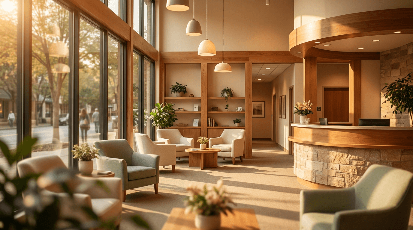 Patient and clinician reviewing improved imaging results